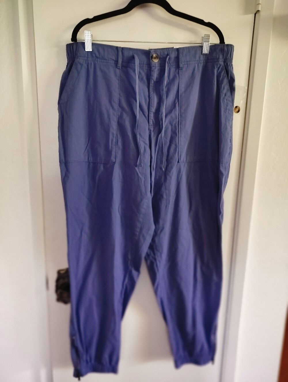 NWT Sonoma Goods For Life Mid Rise Utility Jogger Pants Size 0X Blue Ankle Zip